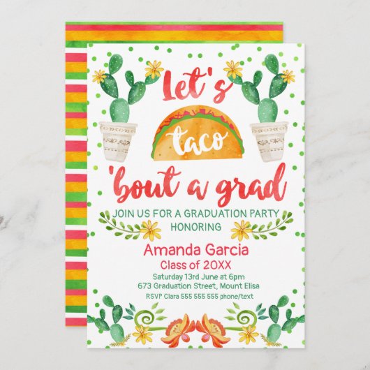 Fiesta Taco Bout A Grad Party Einladung (Vorne/Hinten)