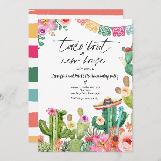 Fiesta Taco 'Bout A New House Housewarming Party Einladung (Vorne/Hinten)