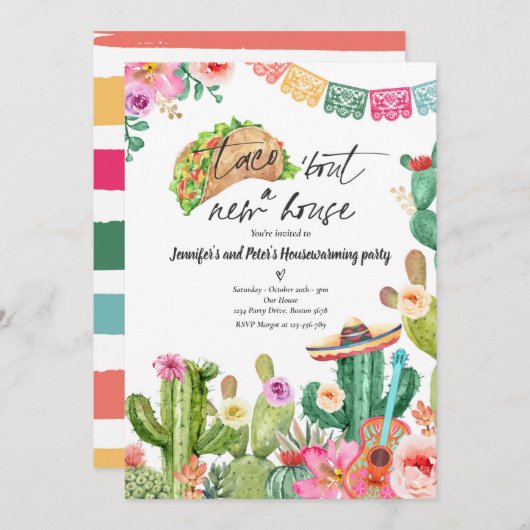  Fiesta Taco 'Bout A New House Housewarming Party Einladung (Vorne/Hinten)