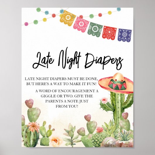 Fiesta Taco 'Bout Baby Dusche Spate Night Diapers Poster (Vorne)