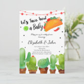 Fiesta Taco Bout Baby Watercolor Cactus Invite Einladung (Stehend Vorderseite)