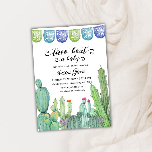 Fiesta Taco 'Bout Cactus Baby Shower Einladung