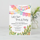 Fiesta Taco Bout Cactus Birthday Invitation Einladung (Stehend Vorderseite)