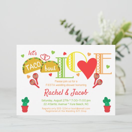 Fiesta Taco Bout Liebe Bridal Dusche Einladung (Stehend Vorderseite)
