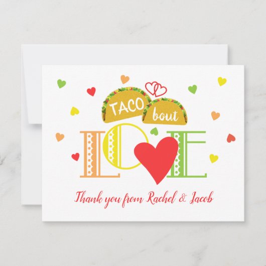 Fiesta Taco Bout Liebe Bunter Polterabend Dankeskarte (Vorderseite)