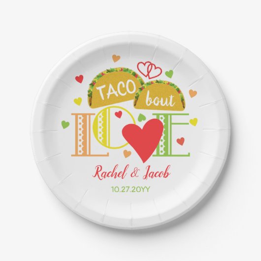 Fiesta Taco Bout Liebe farbenfrohe Engagement Part Pappteller (Vorderseite)