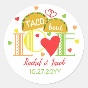 Fiesta Taco Bout Liebe farbenfrohe Engagement Part Runder Aufkleber
