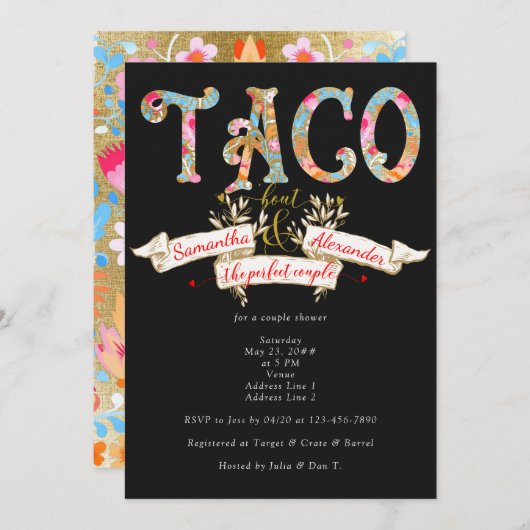 Fiesta Taco Bout Liebe Perfect Couple Dusche Einladung (Vorne/Hinten)