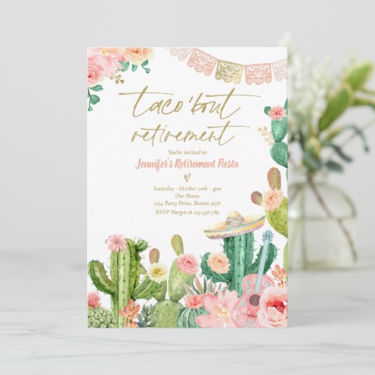 Fiesta Taco 'Bout Retirement Mexican Fiesta Party Einladung (Stehend Vorderseite)