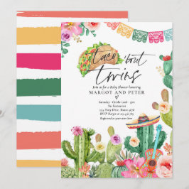 Fiesta Taco 'Bout Twins Mexican Cactus Baby Shower Einladung
