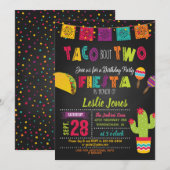 Fiesta Taco Bout ZWEI Einladung zum Geburtstag (Vorne/Hinten)