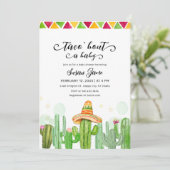 Fiesta Taco Watercolor Cactus Baby Shower Einladung (Stehend Vorderseite)