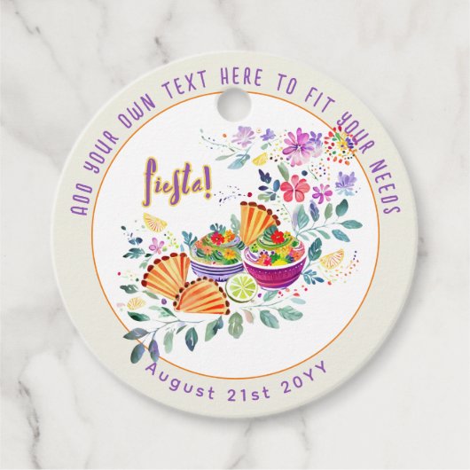 FIESTA Tacos Guacamole Folkart Blume Custom Geschenkanhänger (Vorderseite)