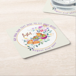 FIESTA Tacos Guacamole Folkart Blume Custom Rechteckiger Pappuntersetzer