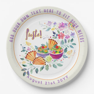 FIESTA Tacos Guacamole Folkart Blumen individuell Pappteller