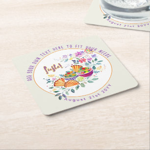 FIESTA Tacos Guacamole Folkart Blumen individuell Rechteckiger Pappuntersetzer