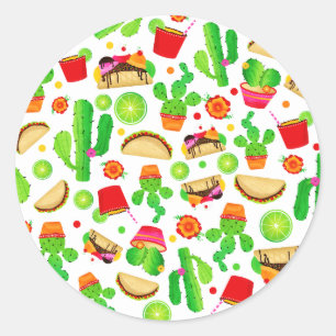 Fiesta Tacos Taco Dienstag Farbenfrohes Cinco de M Runder Aufkleber