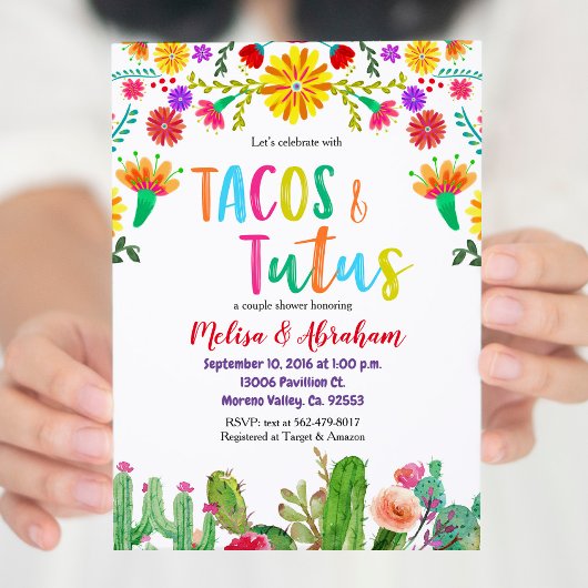 Fiesta Tacos und Tutus Baby Dusche Einladungskarte Einladung