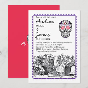Fiesta tanzende Skelette Totenkopf Hochzeits Einla Einladung