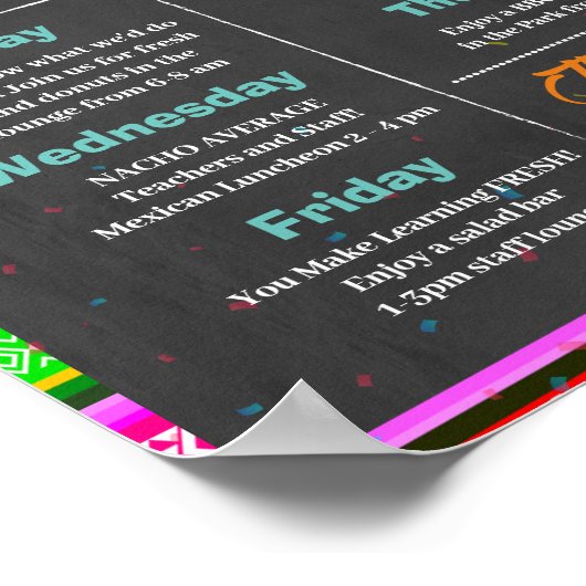 Fiesta Teacher Appreciator Weekly Template Poster (Ecke)