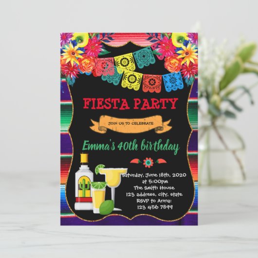 Fiesta tequila Einladung (Stehend Vorderseite)