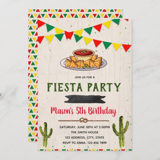 Fiesta Thema Einladung zum Geburtstag (Vorne/Hinten)