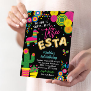 Fiesta Theme Birthday, 3-Esta Geburtstagsparty Einladung