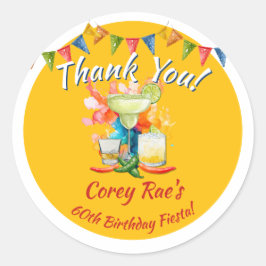 Fiesta Theme Birthday Thank You - 60th Custom Runder Aufkleber