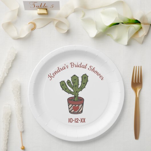 Fiesta Theme Brautparty Personalisiert Cactus Pappteller (Hochzeit)