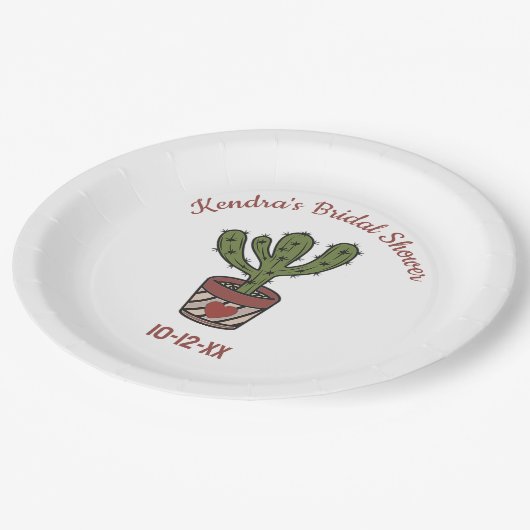 Fiesta Theme Brautparty Personalisiert Cactus Pappteller (Schrägansicht)