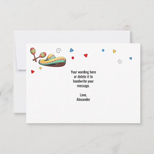 Fiesta Theme Party Flat Danke Karte (Rückseite)