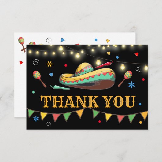 Fiesta Theme Party Flat Danke Karte (Vorne/Hinten)
