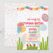 Fiesta Three-Esta Girl Birthday Einladung (Vorne/Hinten)
