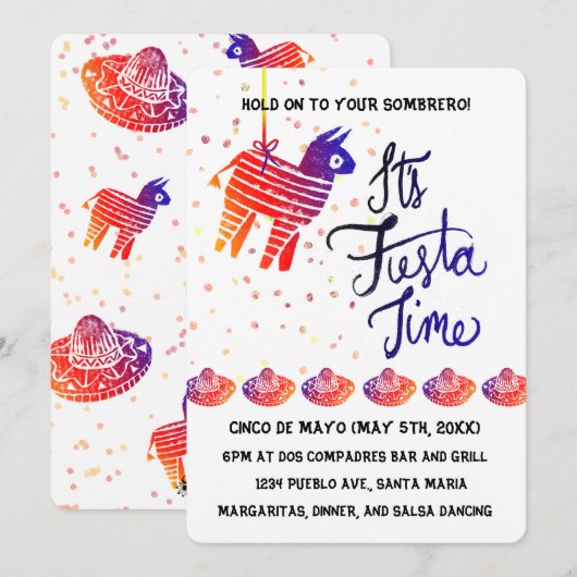 Fiesta Time Cinco De Mayo Einladung (Vorne/Hinten)