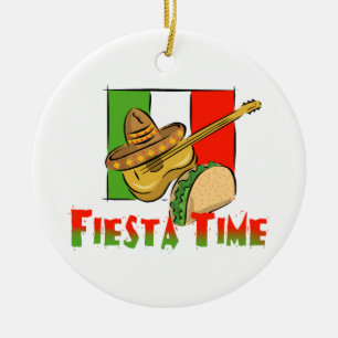 Fiesta Time Taco, Sombrero, Gitarre Keramik Ornament