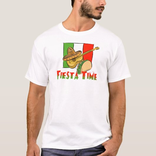 Fiesta Time Taco, Sombrero, Gitarre T-Shirt (Vorderseite)