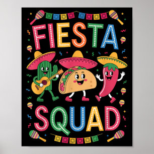 Fiesta-Trupp Taco Kaktus Pfeffer Chili lustig Cinc Poster