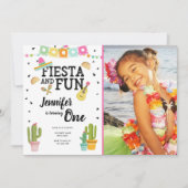 Fiesta und Fun Cactus Mexican Girl First Birthday Einladung (Vorderseite)