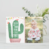 Fiesta und Fun Girl Pink Cactus 1. Geburtstag Einladung (Stehend Vorderseite)