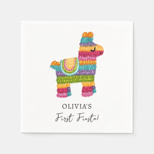 Fiesta und Fun Piñata Mexican Llama Erster Geburts Serviette (Vorderseite)