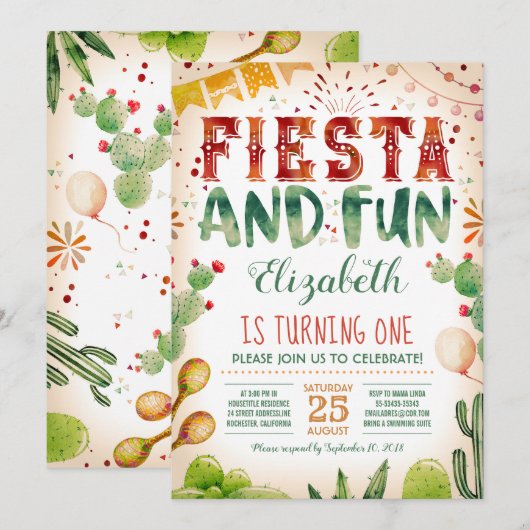 Fiesta und Fun | Sommerfeier Einladung (Vorne/Hinten)