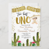 Fiesta Uno Gold Charro Boy Einladung (Vorderseite)
