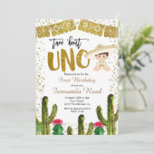 Fiesta Uno Gold Charro Boy Einladung (Stehend Vorderseite)