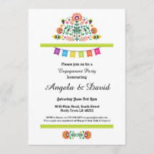 Fiesta Verlobung Mexico Pattern Wedding Invites