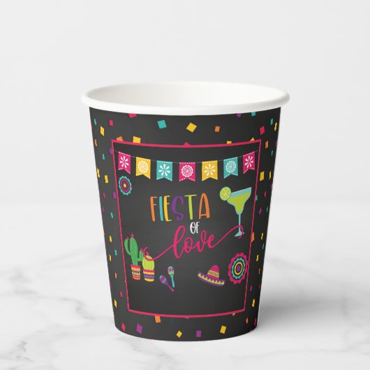Fiesta von Liebe Polterabend Papier Cup - schwarz Pappbecher (Rückseite)
