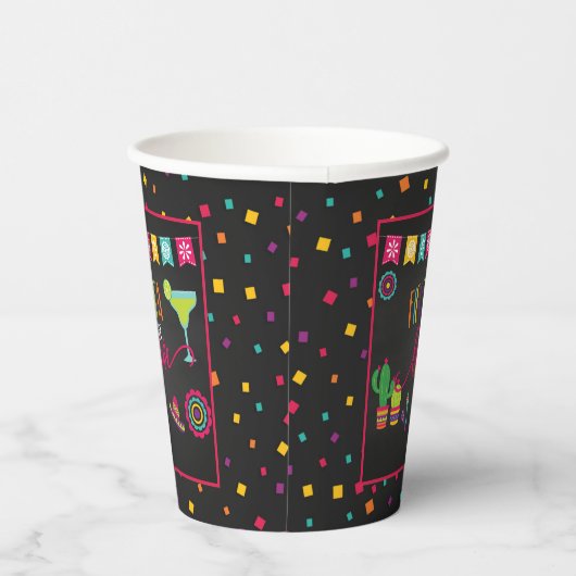 Fiesta von Liebe Polterabend Papier Cup - schwarz Pappbecher (Rechts)