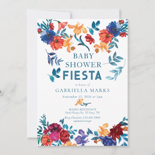 Fiesta | Watercolor Baby Shower Einladung (Vorderseite)