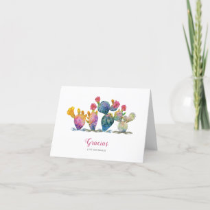 Fiesta Watercolor Cactus Brautparty Dankeskarte