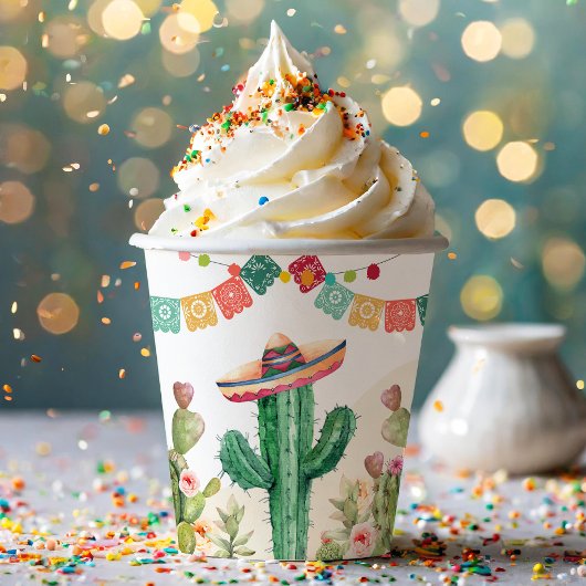 Fiesta Watercolor Cactus Mexican Party Succulent Pappbecher