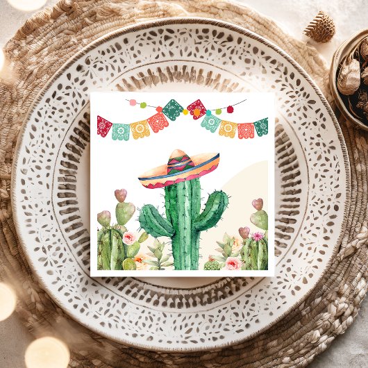 Fiesta Watercolor Cactus Mexican Party Succulent Serviette